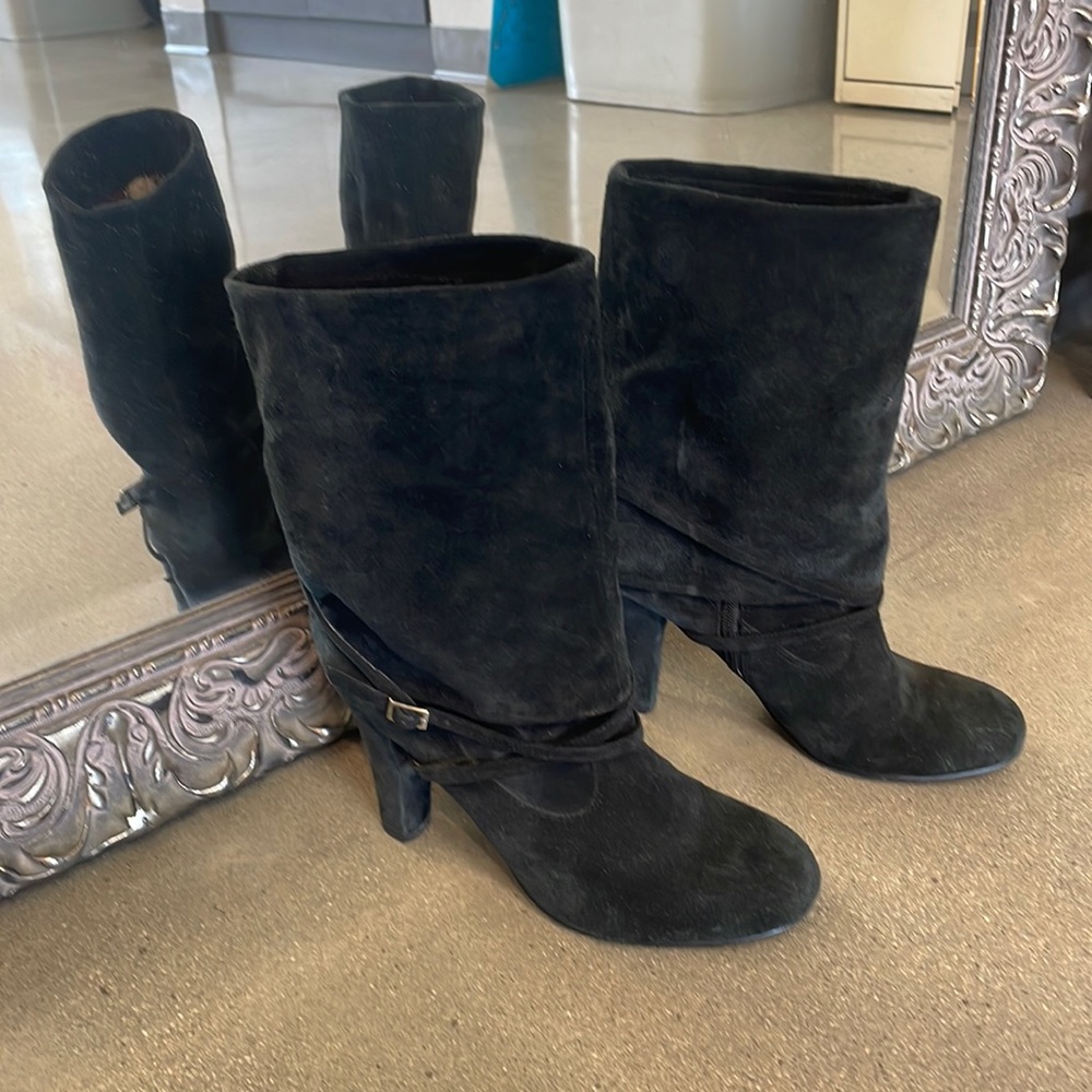 Enzo Angiolini mid calf Black Suede Boots